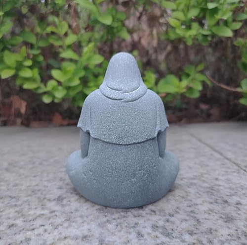 Miniatura 4 de livelyfish Estatua de Buda de acuario arenisca Esculturas de Buda Zen para jardín pecera decoración del hogar (A)