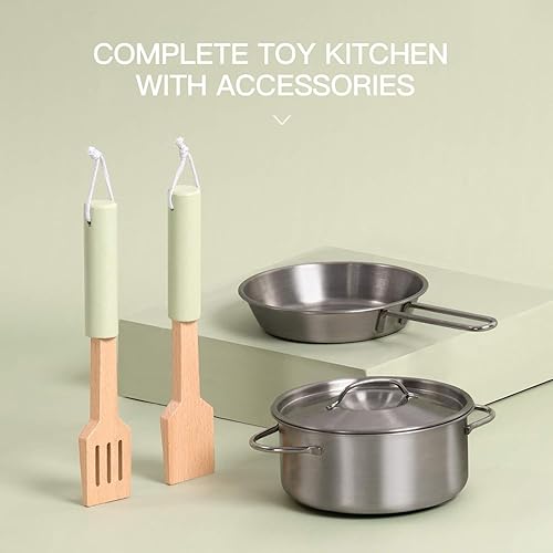 Miniatura 4 de ROBUD Juego de cocina de madera para niños pequeños, juguetes de simulación, regalo de cocina para niñas y niños