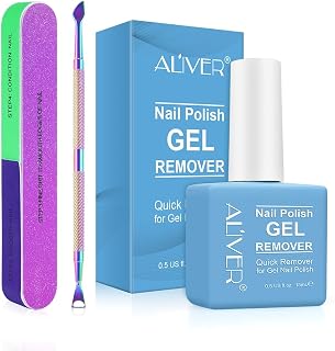 Gel Nail Polish Remover Kit, Gel Nail Remover 1Pack with Cuticle Pusher & Nail File Buffer, No Need for Foil, Soaking or Wrapping, Quick & Easy Polish Remover In 2-3 Minutes