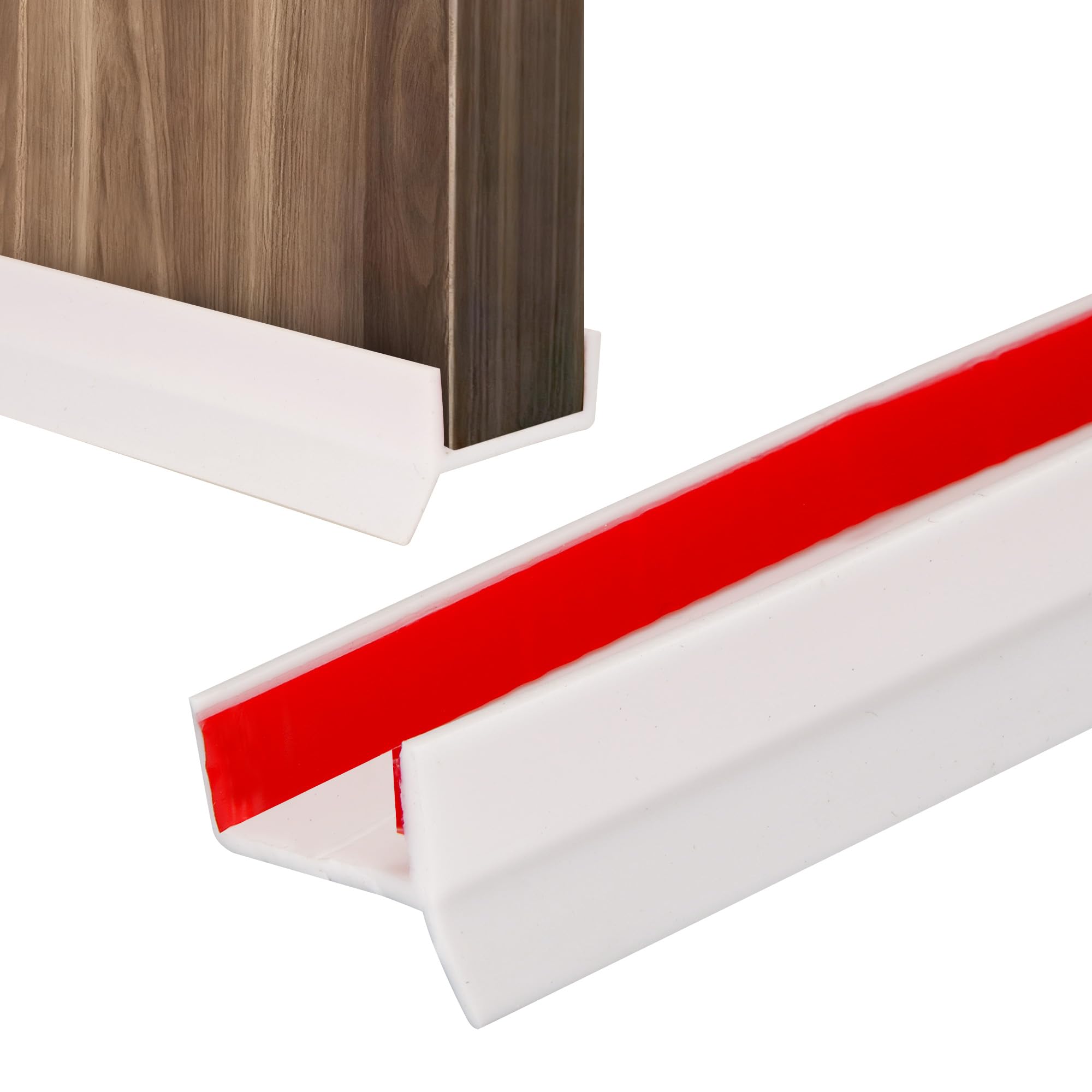 WeeGoo 6M Flexible Door Edge Banding, Silicone Rubber Plinth Sealing Strip for 15mm, 16mm, 17mm, White Kitchen Kickboard Sealing Strip for Bathroom Bedroom