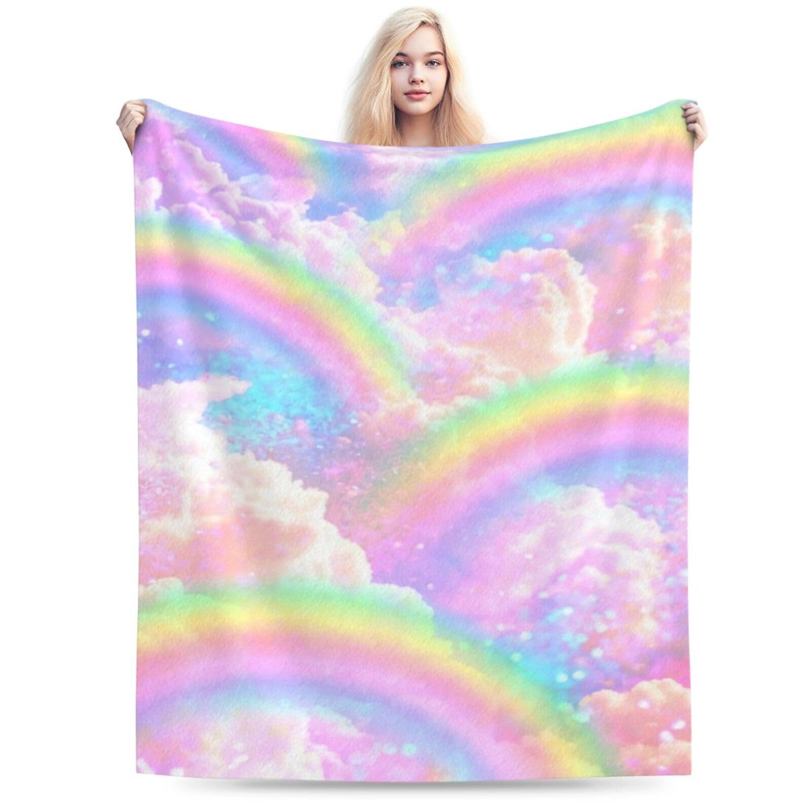 Amazon.com: Ultra Soft Cute Rainbow Decor Rainbow Blanket Flannel