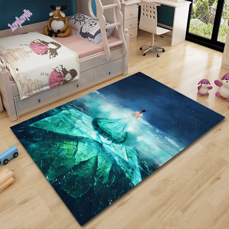 YZGAH Home Cartoon Quadratischer Teppich Frozen 3D Gedruckte Fußmatte Wohnzimmer Schlafzimmer Matte...