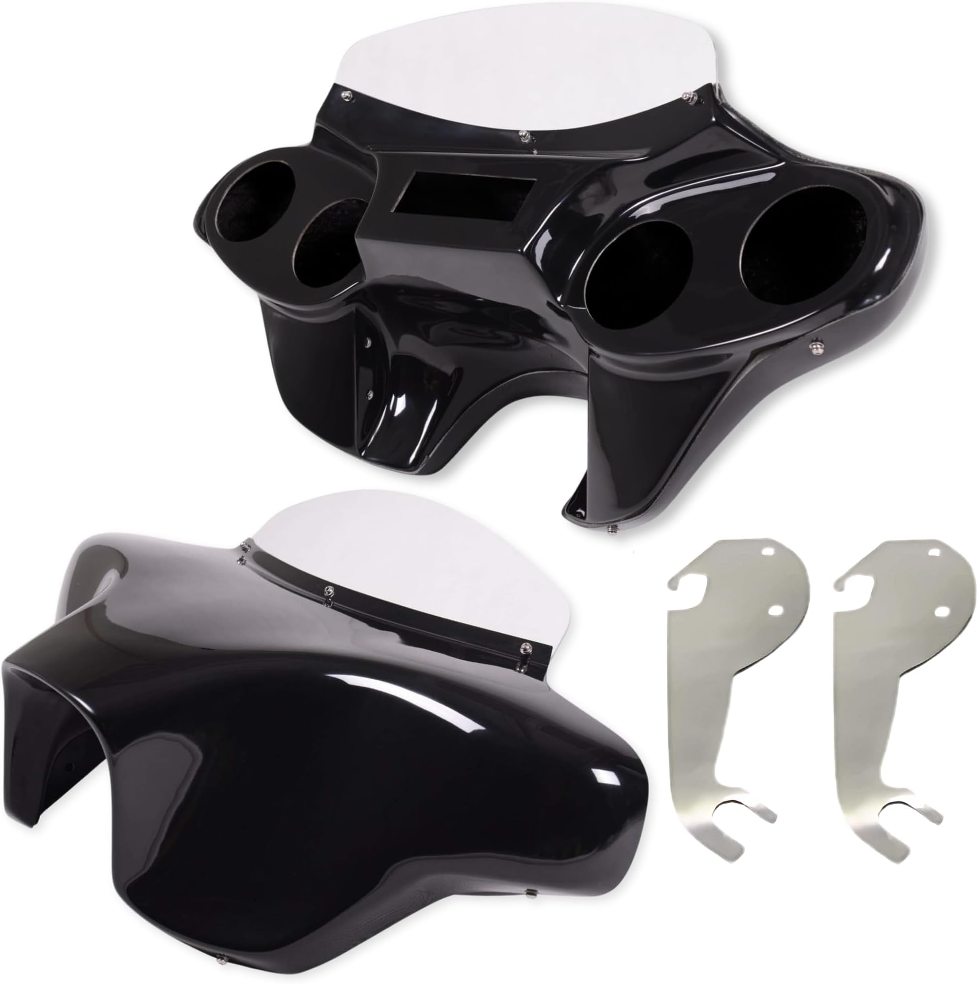 Vector Batwing Fairing Compatible with 18 to Present Harley Heritage & Softail - Fiberglass Motorcycle Fairing with 4 x 5.25" Speaker Cutouts - Harley Heritage & Softail Motorcycle Windshield