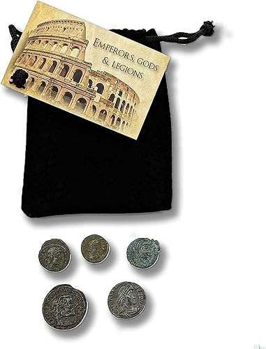 Miniatura 6 de 5 monedas romanas imperiales originales en una bolsa de agarre de monedas - Monedas raras de emperadores, dioses y legiones - Colección de monedas