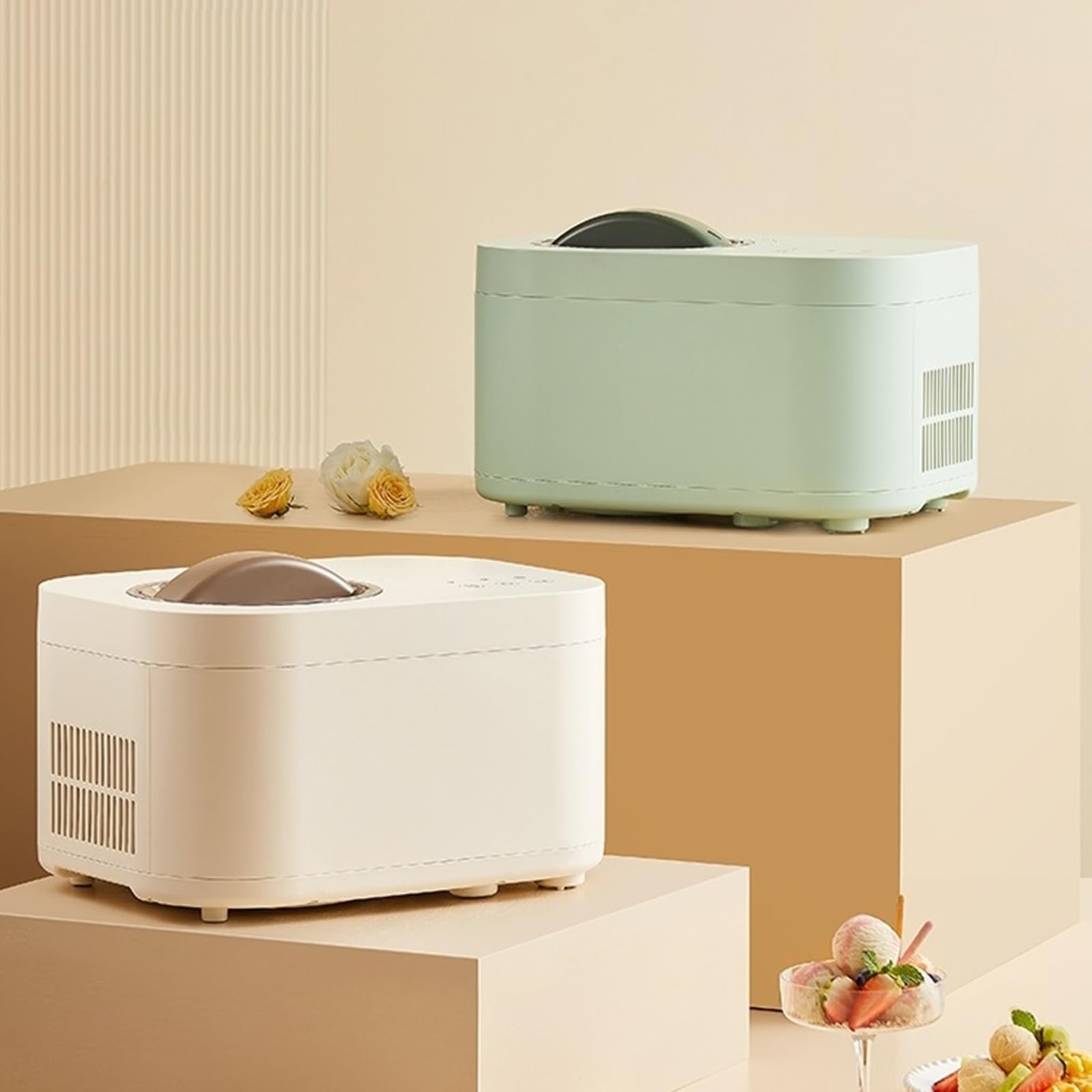Heladera Máquina de Helado Azul alemán for el hogar, pequeña máquina de Helado de Cono Dulce frío Completamente automática Hecha a sí Misma Hacer Helado (Color : A)