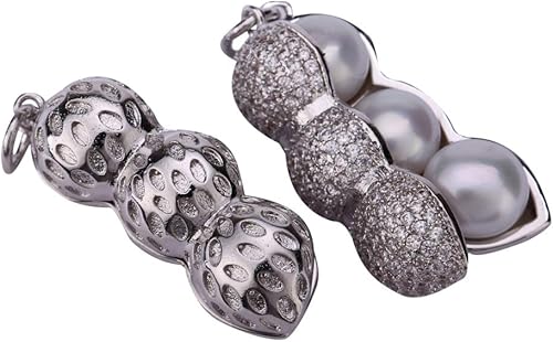 Adabele MCAC51 - Colgante de plata con perla cultivada de agua dulce natural con circonita cúbica para joyería y manualidades, Cobre, Circonita