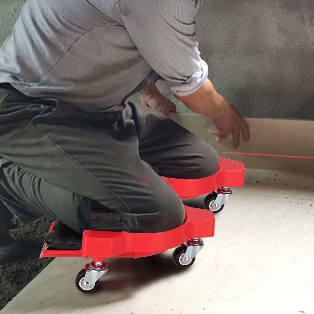 Rodilleras Deslizantes Multifuncionales que Ahorran Trabajo Almohadilla de Rodillas para Carpintería con Rueda Universal, con Rueda Universal Ajustable, para Uso en Interiores Y Exteriores(rojo)