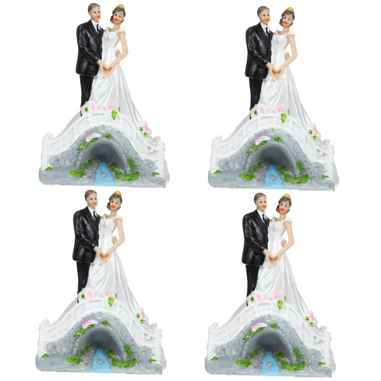 VICASKY 4 Stück Elegante Hochzeitskuchen Dekoration Brautpaar Figur aus Langlebigem Resin Gestaltet für Hochzeitstorten Vielseitiger Cake Topper für Romantische Feierlichkeiten und