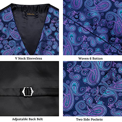 Dibangu Blue Vest And Tie Set For Men Suit Vest Purple Paisley Formal Business Dress Vest Wedding Waistcoat #TOP4