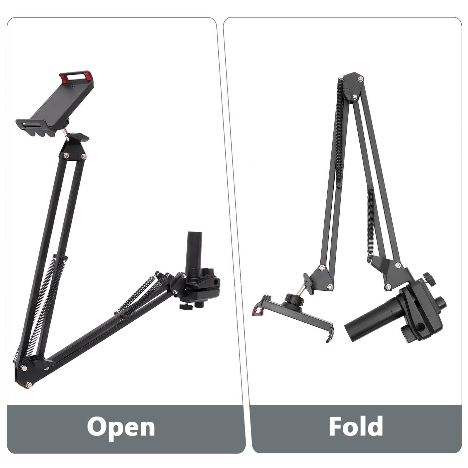 Tablet Halterung mit Drehung Faltbarer Handyhalter für Bett Küche Büro Stabiler Metallarm Installieren für Smartphones und Tablets