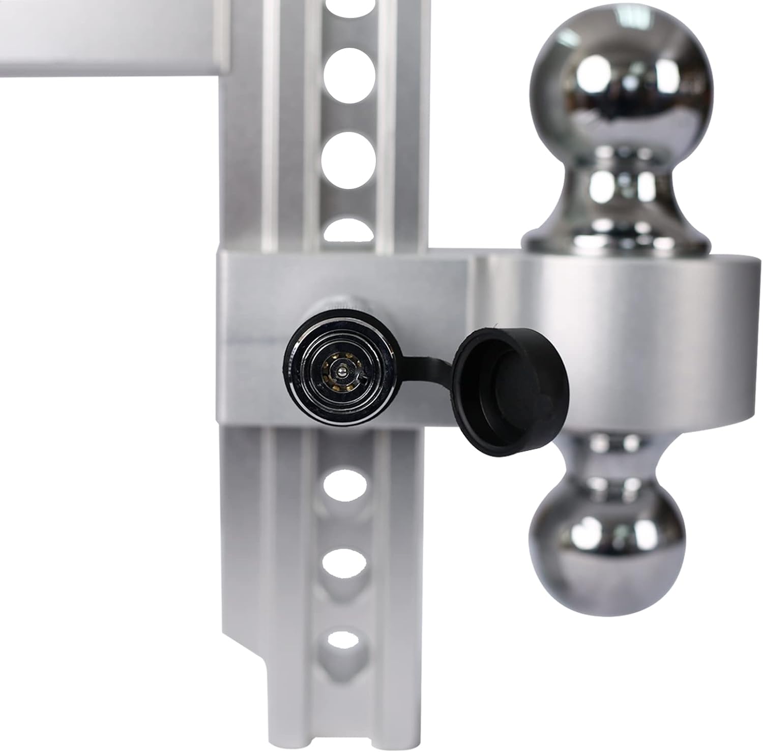 BBoupower Adjustable Trailer Hitch, 8 Inch Drop Hitch for 2 Inch Receiver, Ball Mount Hitch 10000 Lbs, 2" & 2-5/16" Stainless Steel Dual Balls, Aluminum Tow Hitch with Double Anti-Theft Pins Locks