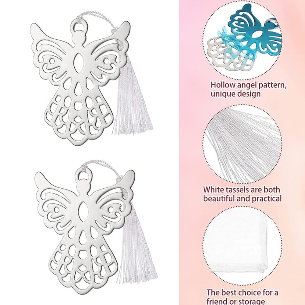 Marque-page d'ange en métal, marque-page d'ange creux pour les amateurs de livres avec soyeux pour fête de mariage, 50 pièces