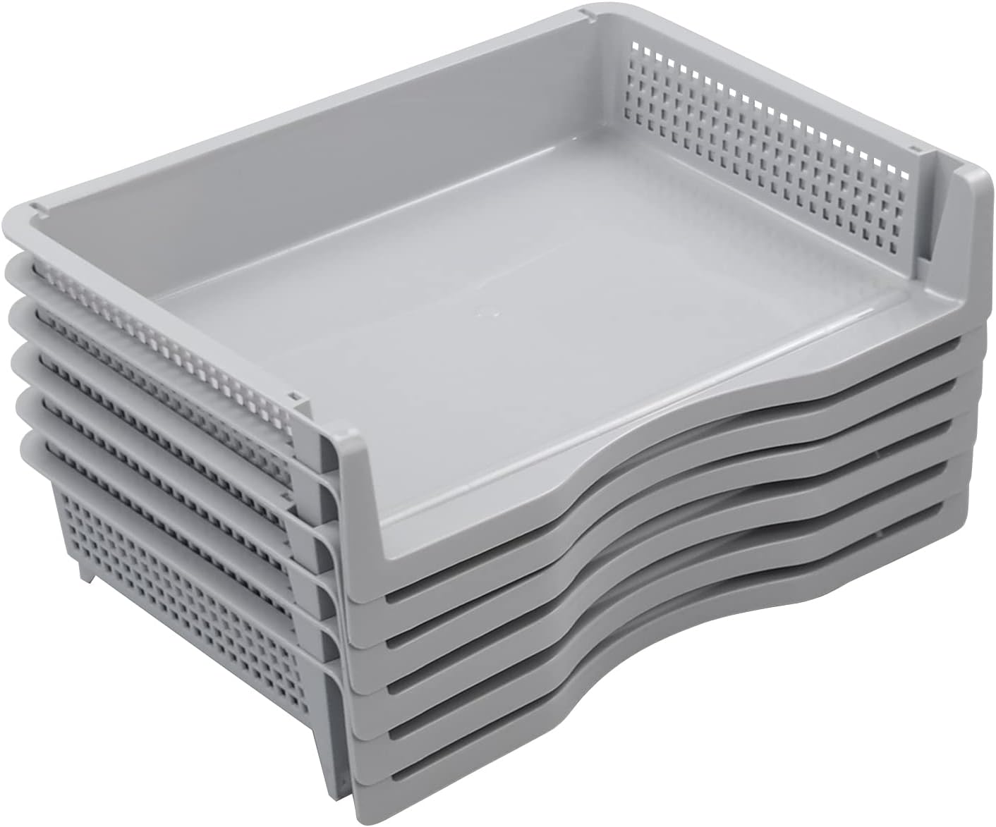 Obstnny 6 Packs Stackable Paper File Storage Tray, Plastic Desk Organizer Basket Tray
