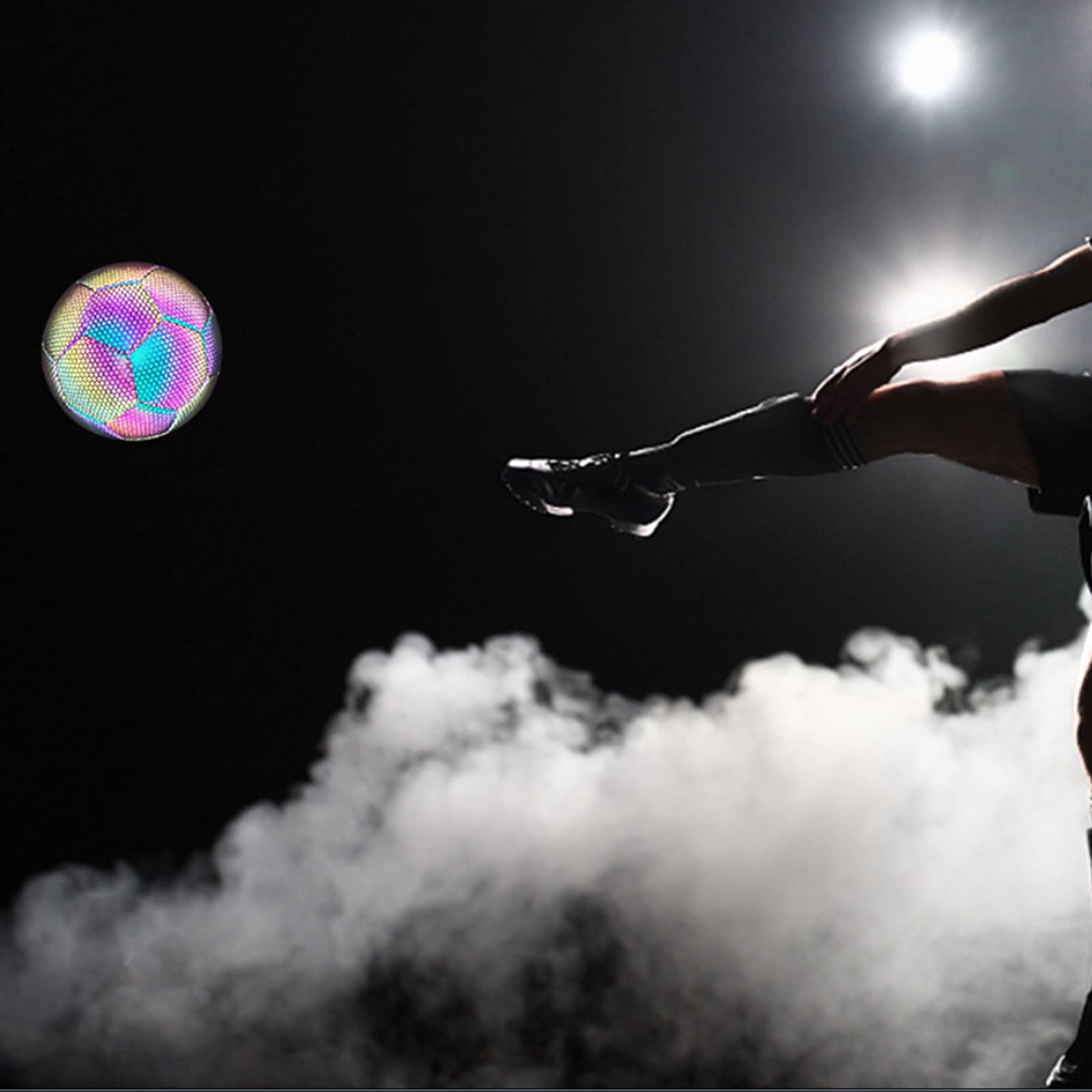 Pallone da calcio riflettente resistente all'usura antiscivolo che si illumina al buio con buona elasticità e sensazione confortevole per l'allenamento di squadra di calcio