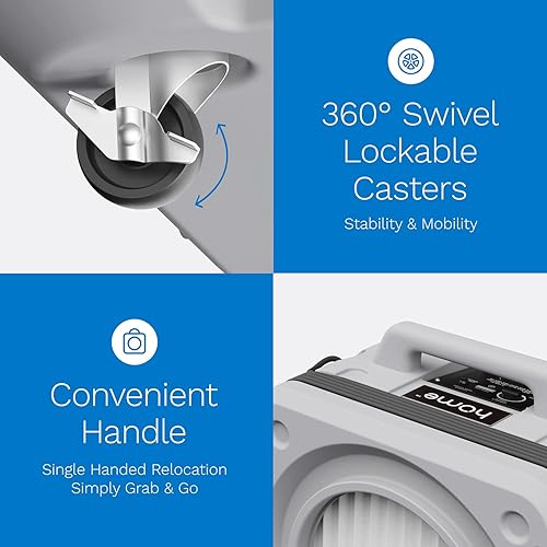 Miniatura 8 de hOmeLabs Depurador de aire portátil con filtración de 3 etapas, máquina de aire negativo apilable para uso industrial y comercial, limpiador de aire