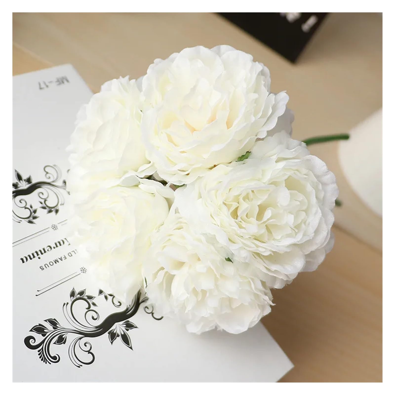 HJRegaFimu Artificial Flowers Simulation Flower Bridal Bouquet Silk Peony Handmade Fake Wedding Decoration 5 Balls Bouquets Light Green