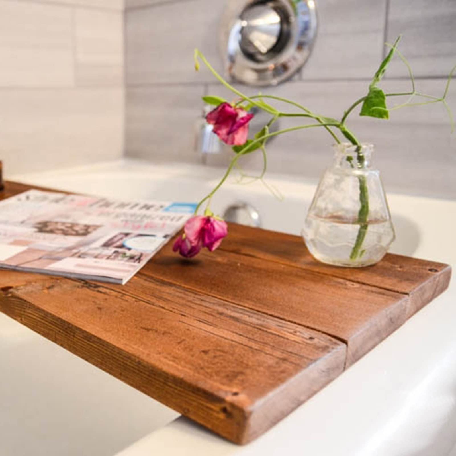 Bandejas para bañera, Bandeja de Madera para bañera, Bandeja para bañera, Estante de Almacenamiento para baño, Soporte para baño para Copas de Vino, Libros, tabletas, fácil de Limpiar