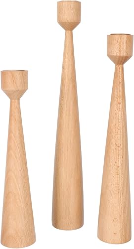 3pcs Rustic Wooden Candle Holder Modern Household Candlestick Display Stand for Wedding Decor Dining Table Centerpiece