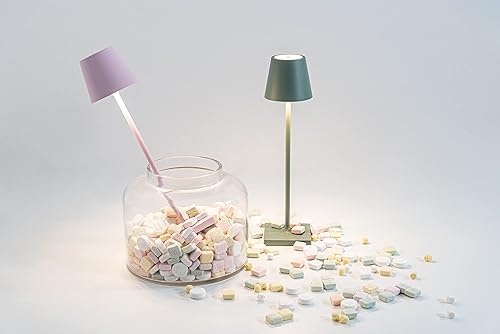 Miniatura 5 de Zafferano Poldina Pro - Lámpara de mesa LED micro recargable - Lámpara táctil regulable para uso en interiores y exteriores IP65 (rosa)