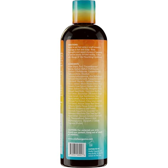 Mielle Organics Mango & Tulsi Nourishing Hair Shampoo - Moisturizing Shampoo for Curly Hair - Gently Cleanses & Remove Scalp Impurities - Nourishes, Strengthens & Balances Moisture (6 Fl Oz)