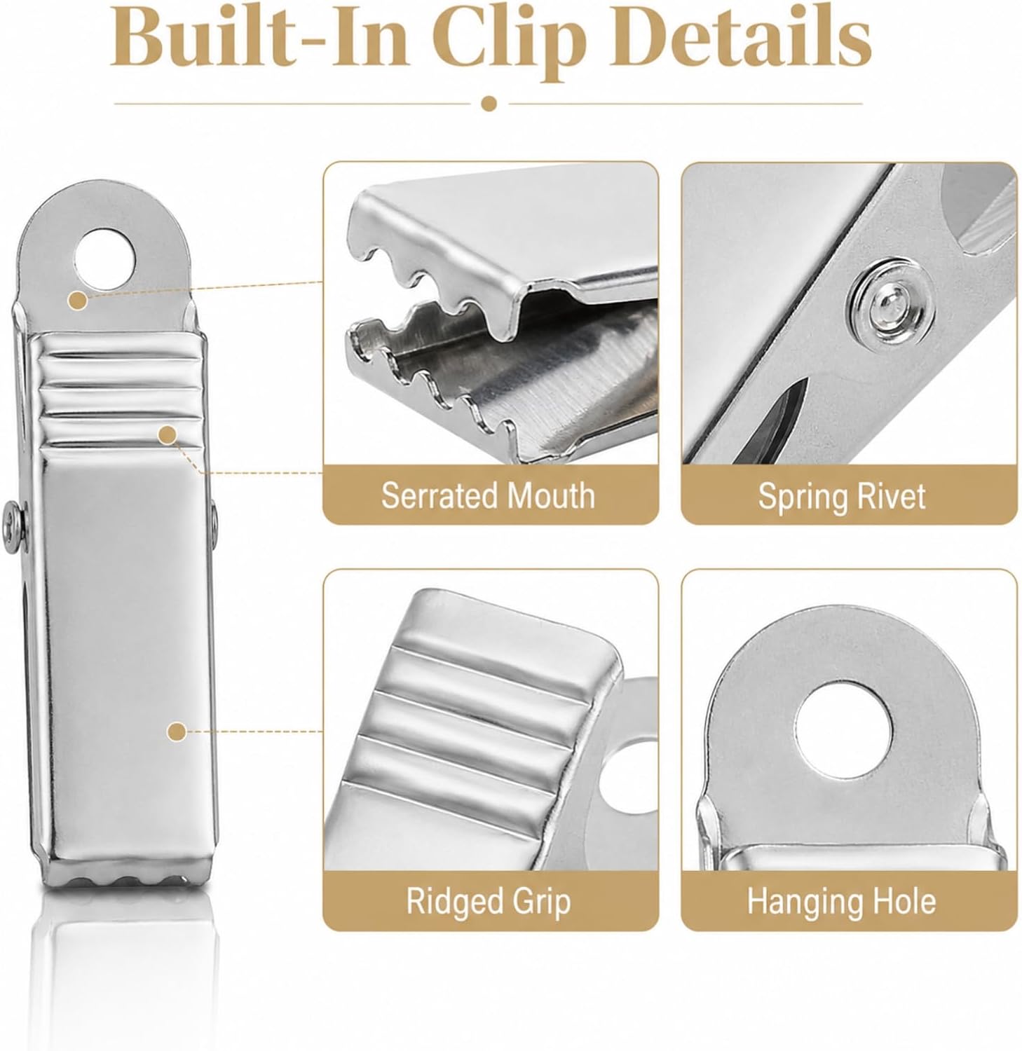 20 Pcs Mini Metal Alligator Clips, 1.53 Inch Silver Crocodile Spring Clamps with Hanging Hole, Small Metal Clips for Crafts, Photos, Curtains, Paper, Lightweight Wires and Home Office Use