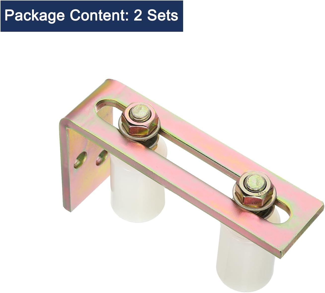 uxcell 2 Sets Gate Roller Guide Adjustable, 2.4" Sliding Gate Nylon Roller with L-Shape Bracket, Gate Roller Guide Support Assembly for Sliding Rolling Gate White