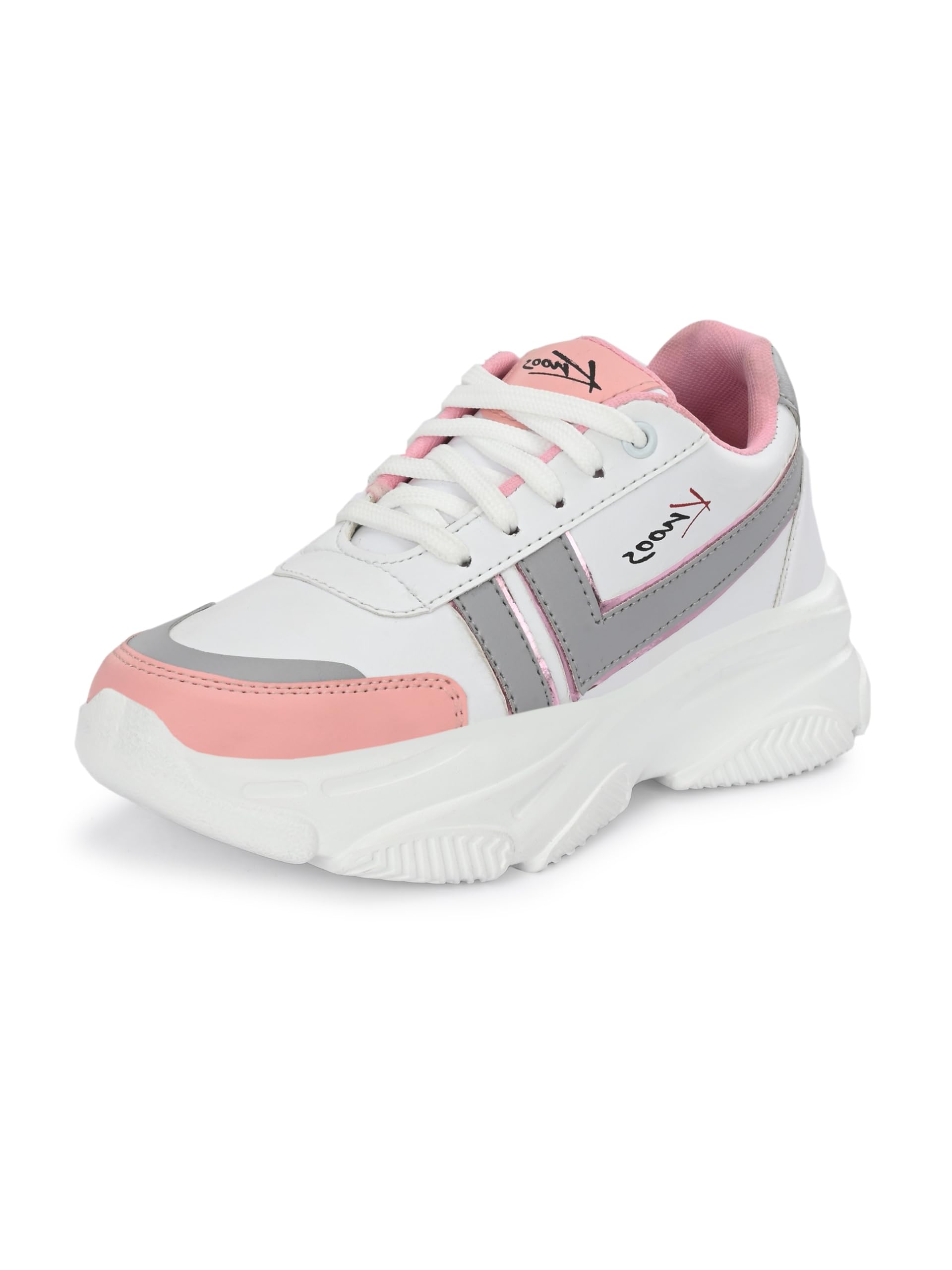 KNOOS Grey Synthetic Sneakers Casual Shoes for Women and Girls - 6 UK (B0D7MQ7N82) Amazon Price History, Amazon Price Tracker