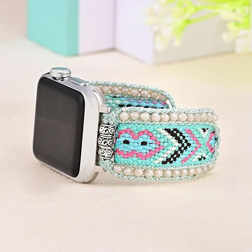 Miniatura 3 de Pulseras trenzadas bohemias compatibles con Apple Watch Band de 1.614 in 1.575 in 1.496 in 1.654 in 1.732 in 1.772 in 1.929 in, correa ajustable