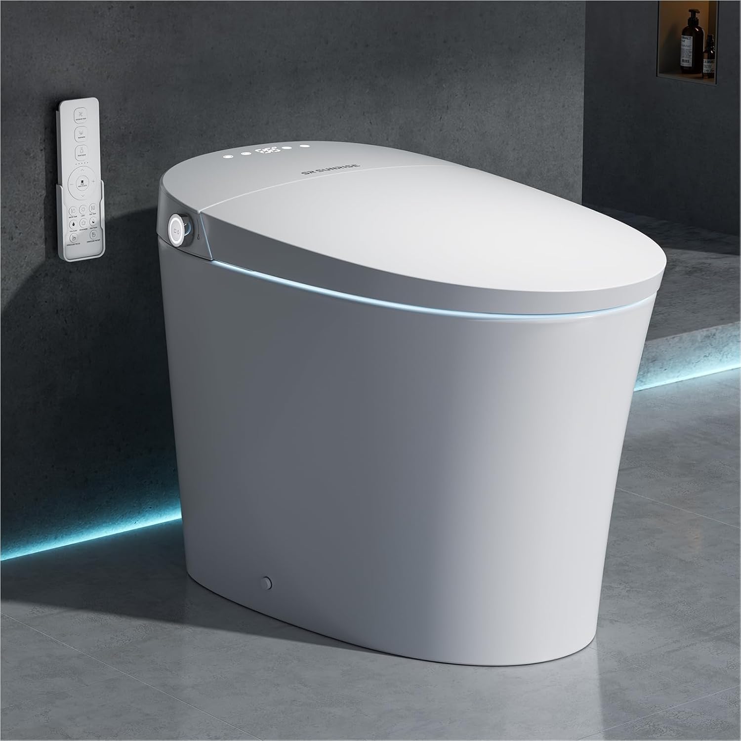 SR SUN RISE One Piece Smart Toilet with Bidet Built-in All in One Intelligent Electric Toilet with Adjustable Heated Seat,Drying,Powerful/Water-saving Flush,Deodorisation&Sterilisation for Bathroom