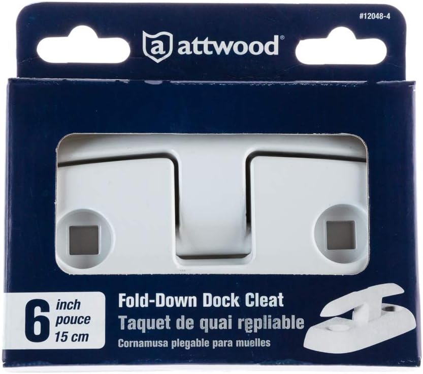 Attwood 12048-4 Aluminum Fold-Down Dock Cleat, White, 6-Inch : Sports & Outdoors