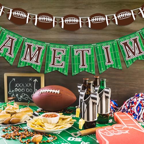 Image of OHOME Football Party Decorations - Football Banner for Super Games Bowl - Hanging Party Favors Supplies for Indoor Home | Football Accessories Decor Backdrop for Birthday Party