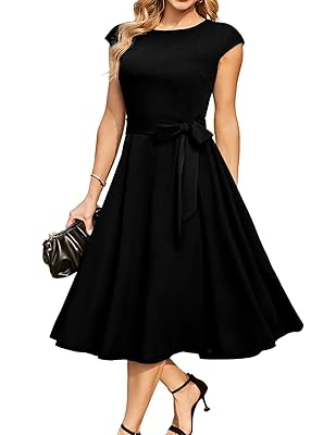 DRESSTELLS Women's Cocktail Dresses, Formal Wedding Guest Modest Church Vintage Holiday Party Evening Dress