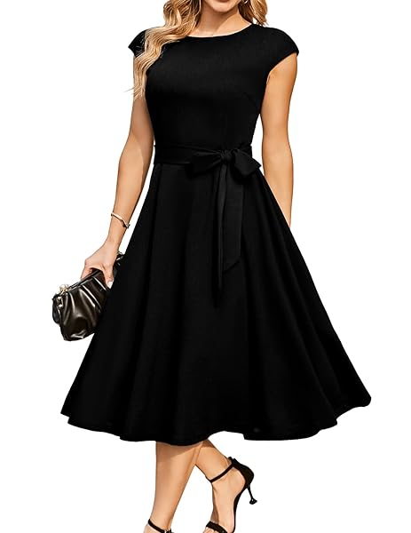 DRESSTELLS Women's Cocktail Dresses, Formal Wedding Guest Modest Church Vintage Holiday Party Evening Dress