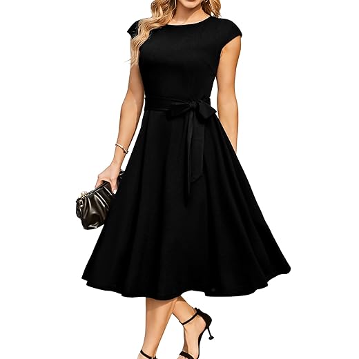 DRESSTELLS Women's Cocktail Dresses, Formal Wedding Guest Church Modest Party Prom Dress 2025