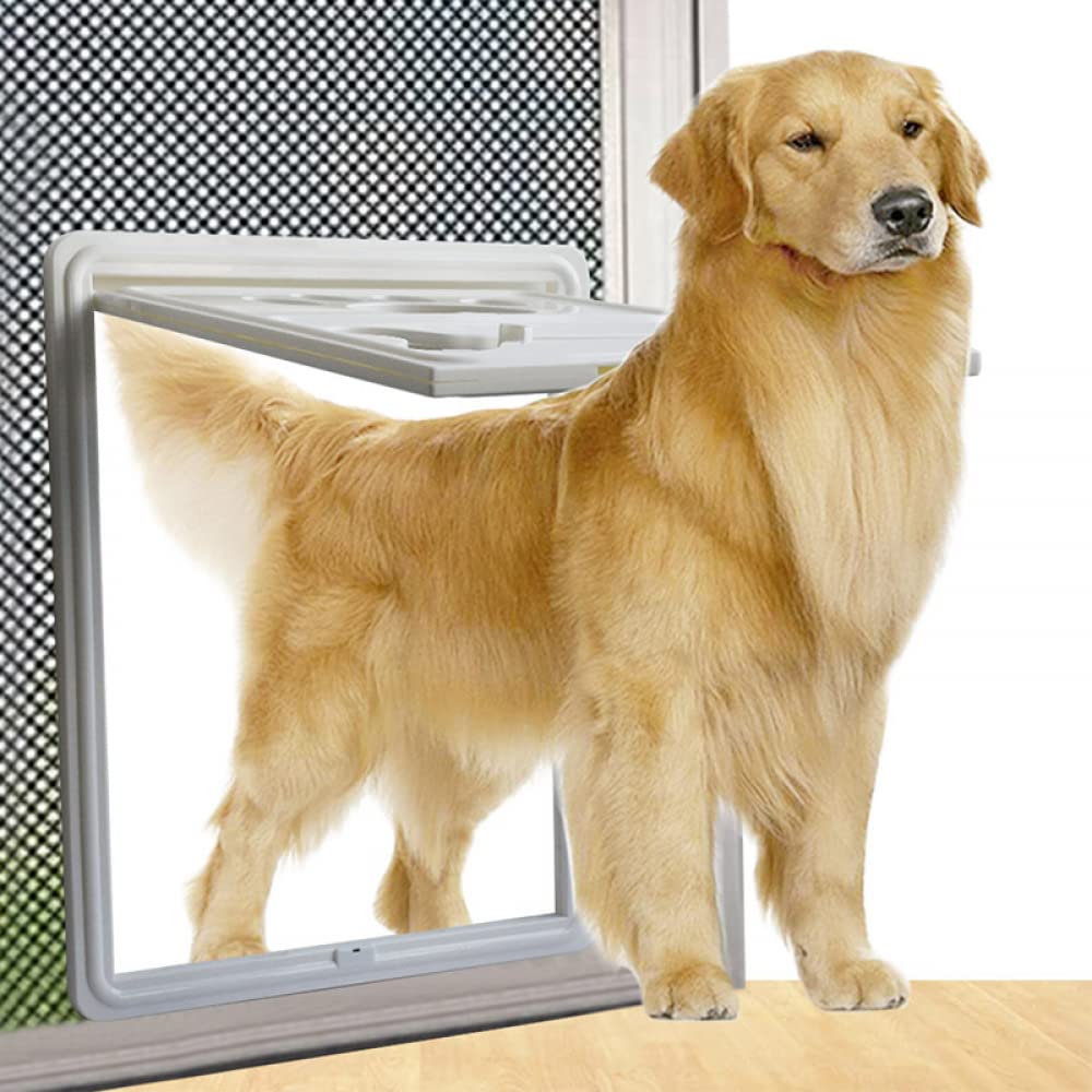 Bequeme Abschließbare Haustier-Hundekatzentür Aus Kunststoff Für Bildschirmfenster-Sicherheitsklappentore Haustiertür-Hundezaun- Brown