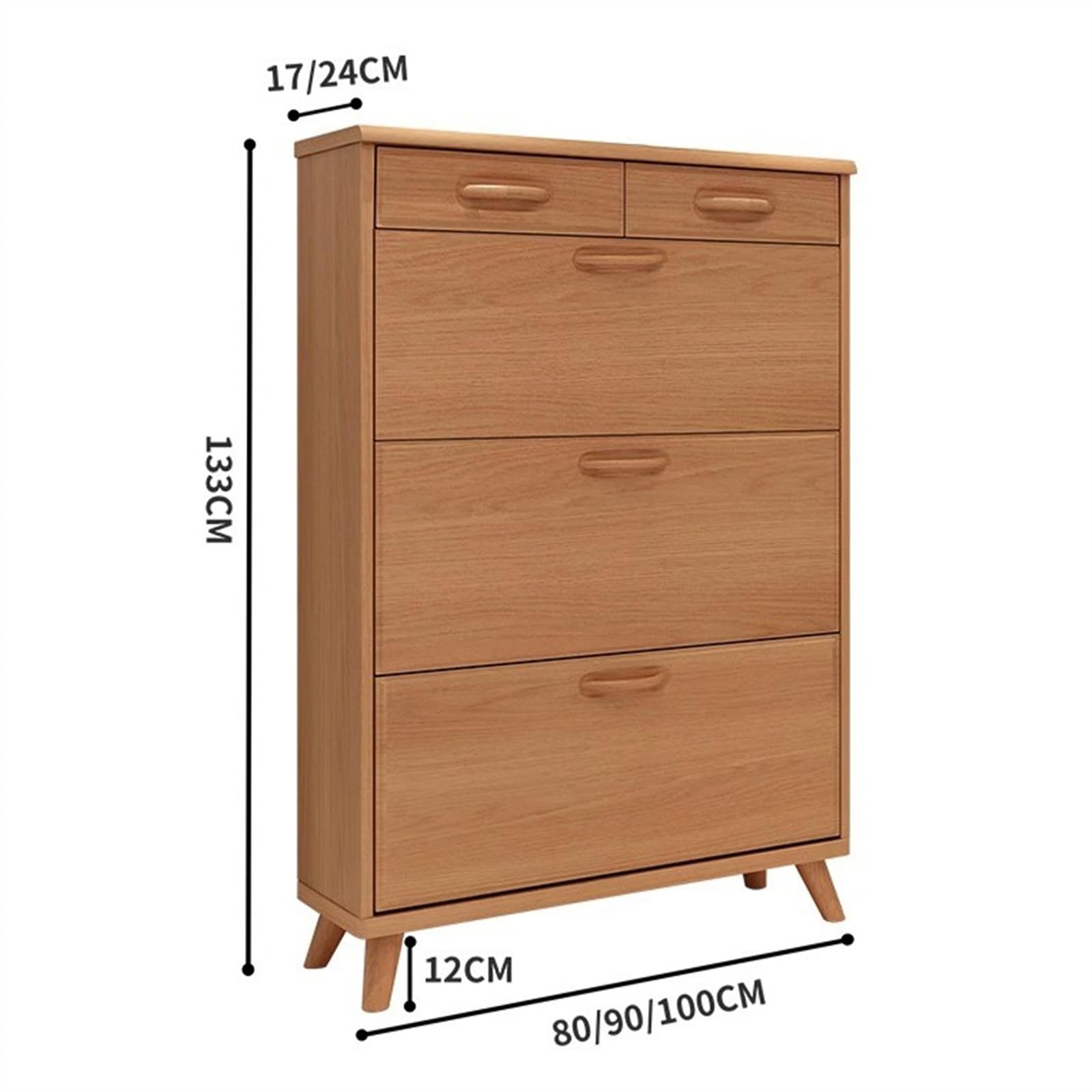 BLuVLy Armoire à Chaussures Slim à 3 Niveaux : Organiseur de Chaussures Peu encombrant pour Rangement autoportant (90 x 24 x 133 cm)