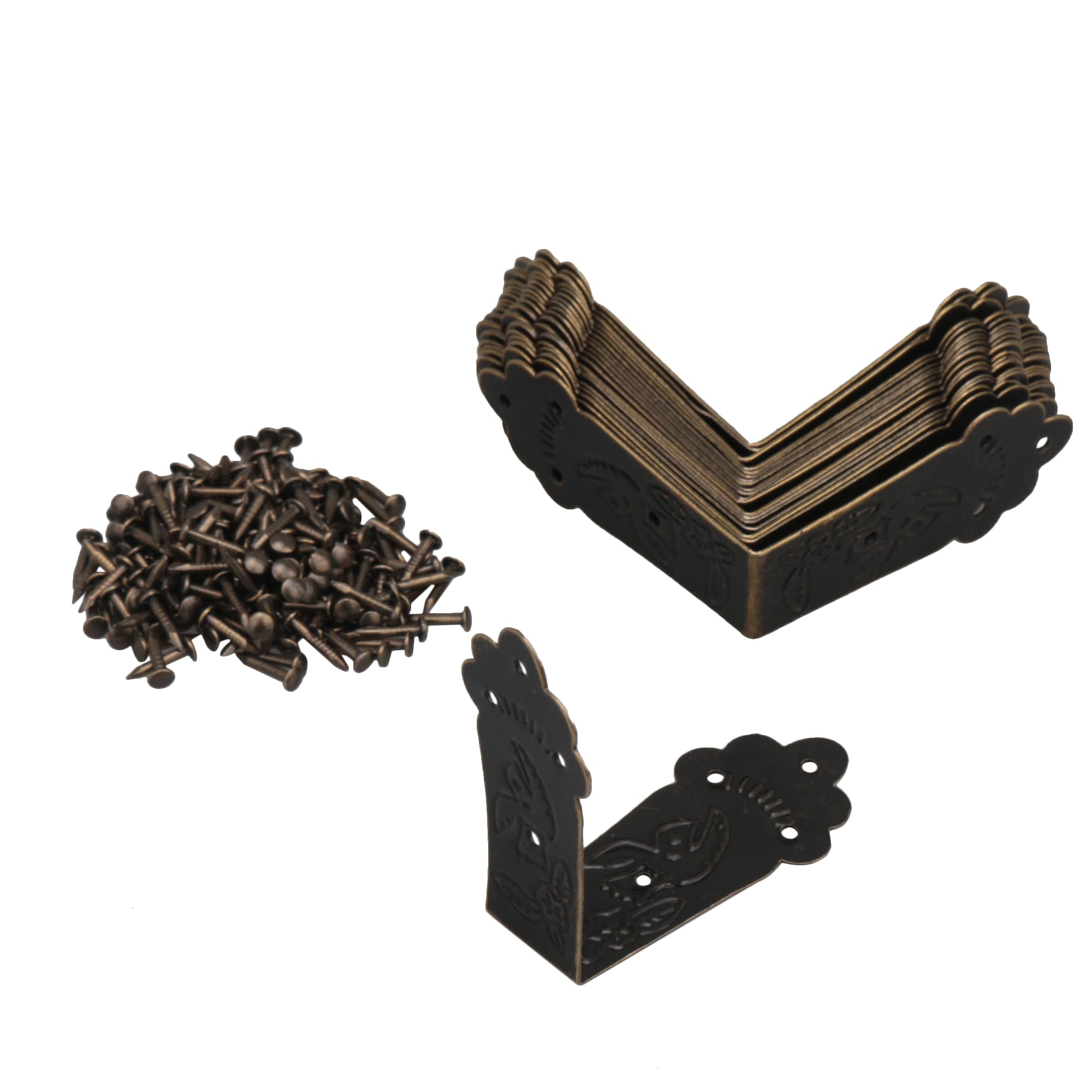 Doublelife Bronze 20Pcs Metal Box Corner Edge Safety Guard Decorative Tone (85Mm X 19.5Mm)