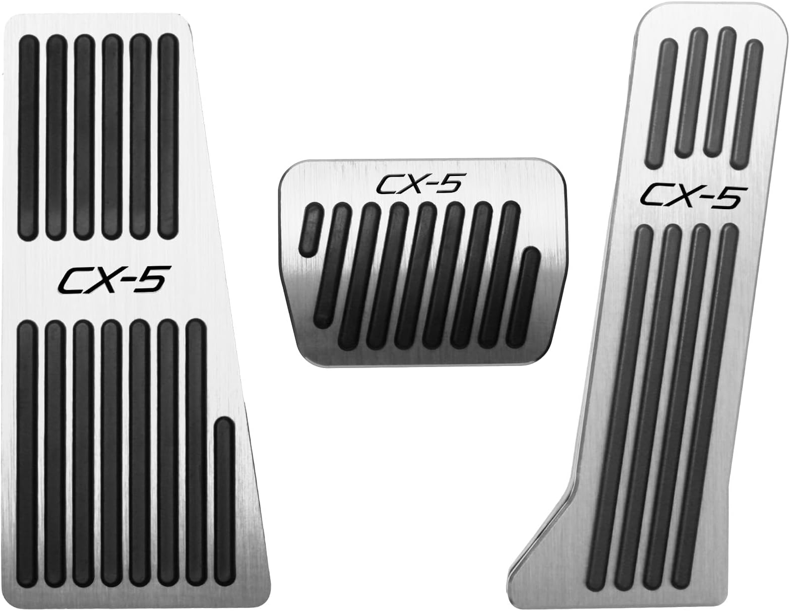 BOYUER 3PCS Anti-Slip No Drilling Aluminum Rest Brake Gas Accelerator Pedal Covers Foot Pedal Pads Kit For Mazda CX-5 2013-2025 (Sliver)