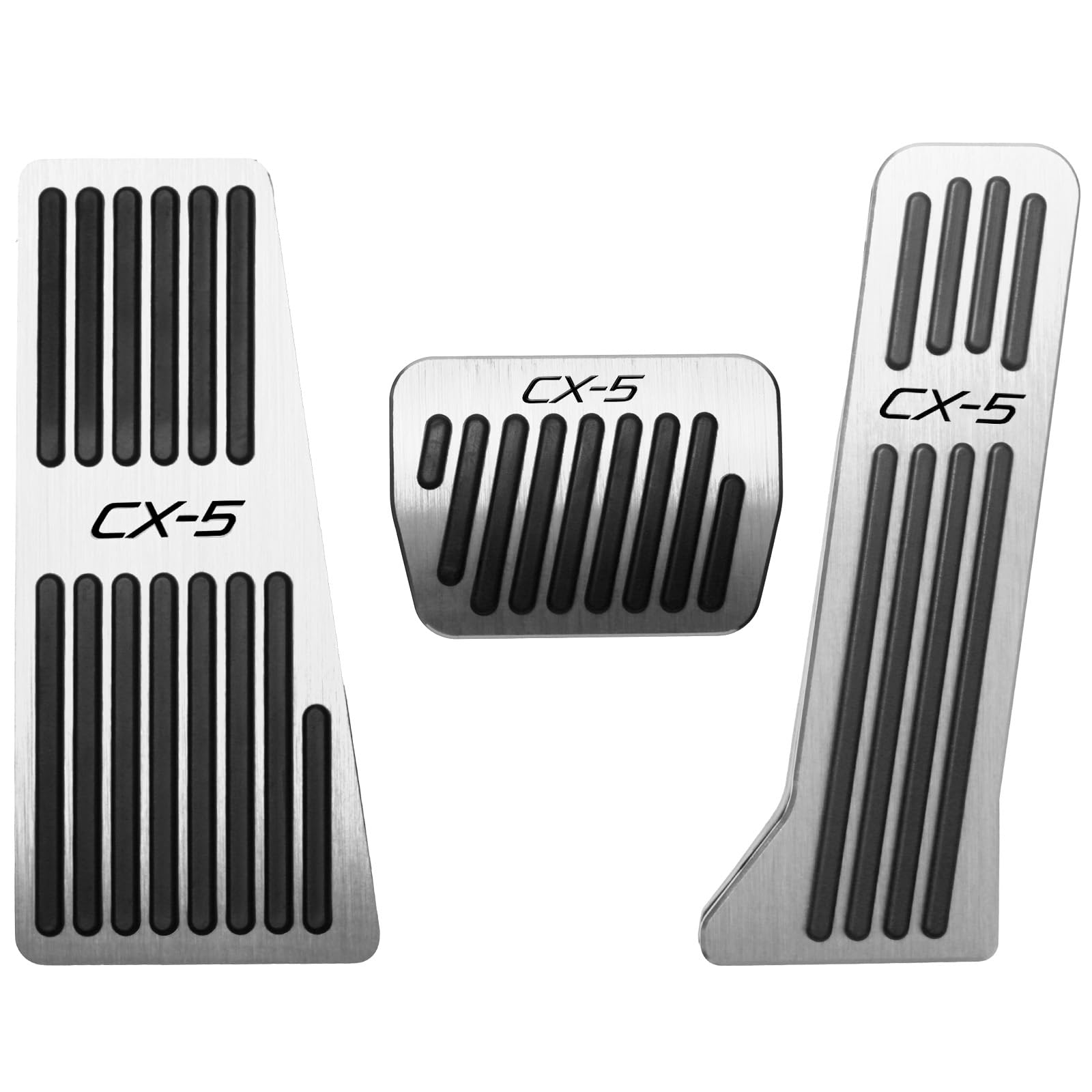 BOYUER 3PCS Anti-Slip No Drilling Aluminum Rest Brake Gas Accelerator Pedal Covers Foot Pedal Pads Kit For Mazda CX-5 2013-2025 (Sliver)