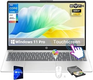 Touchscreen Laptop for Business and Students • 15.6" FHD IPS Disaplay • Intel 10-Core i7-1355U • Wi-Fi 6 • AI Noise Removal • Copilot • HD Webcam • w/Accessories • Win 11 Pro • (64 GB RAM, 2TB SSD)