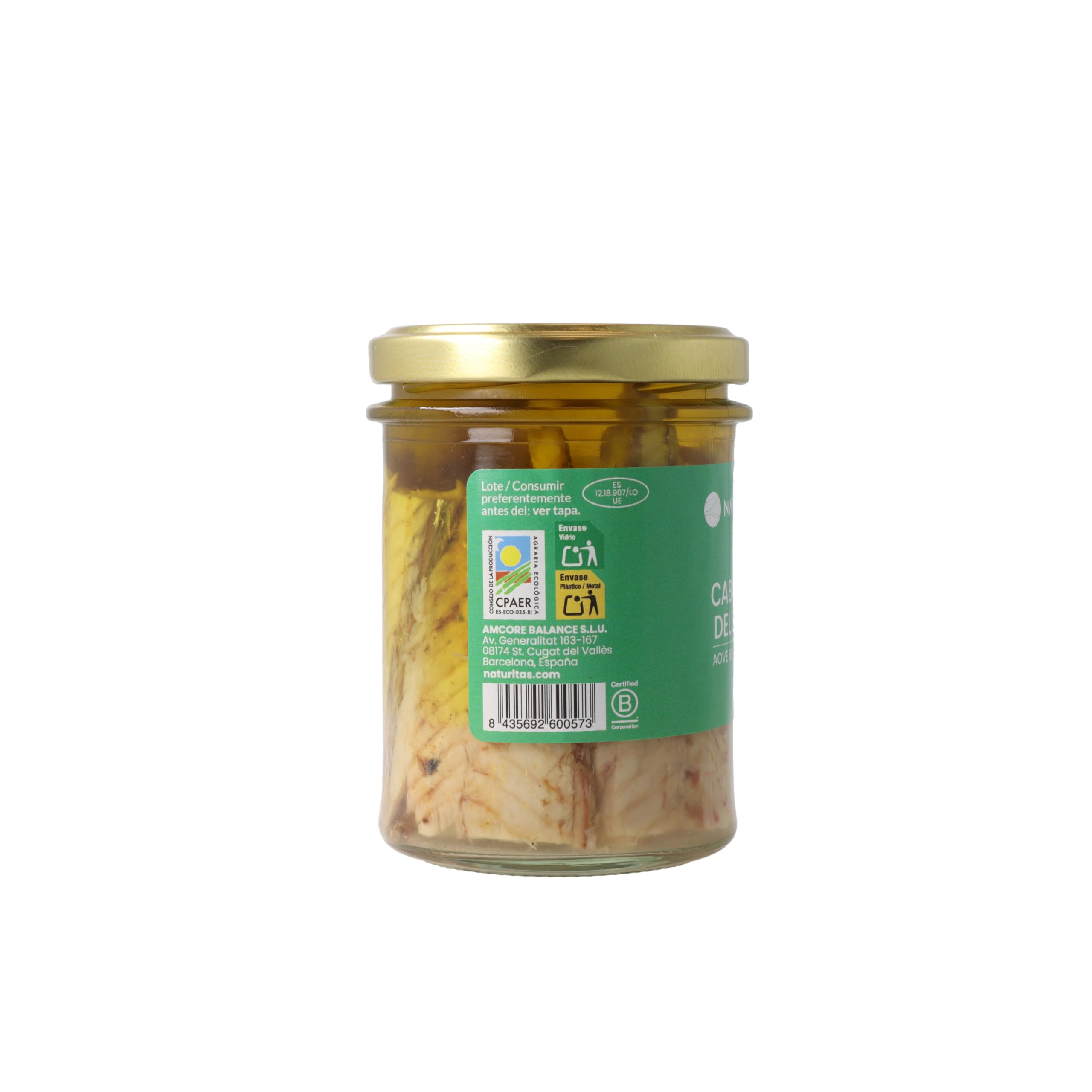 Caballa del Sur en Aceite de Oliva Virgen Extra Bio | 190 g | Naturitas Essentials | Conserva de Caballa Salvaje Ecológica | Producto Keto