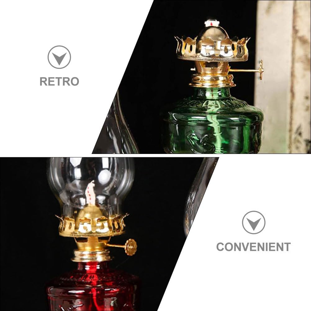 VOSAREA Oil Lamp Replacement Burner 2pcs Wick Oil Kerosene Chimney Holder Replacement Part for Vintage Hurricane Lamps