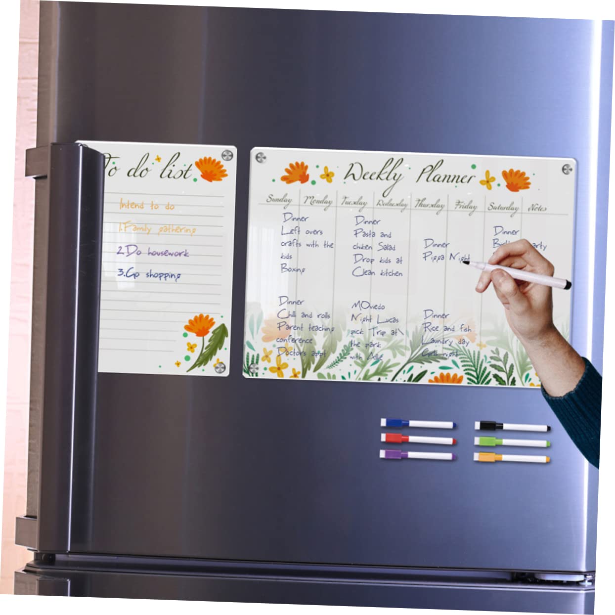 Uonlytech Lavagna Magnetica Trasparente Magnetica Calendario Settimanale Cancellabile in Acrilico per e Promemoria per Frigorifero