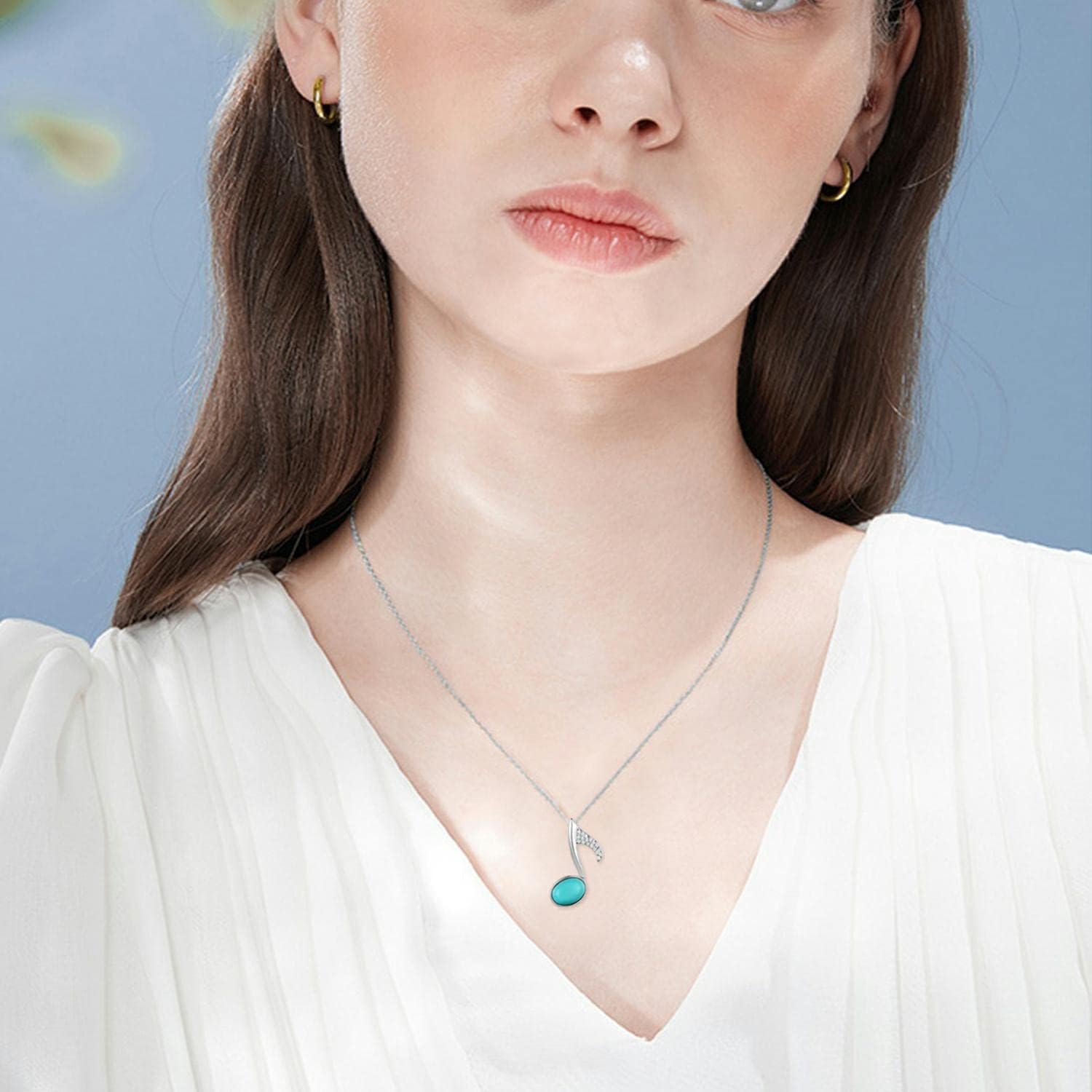 Musical Note Necklace 925 Sterling Silver Music Note Pendant Turquoise Music Jewelry for Women Musiclover Birthday Gifts - Image 2