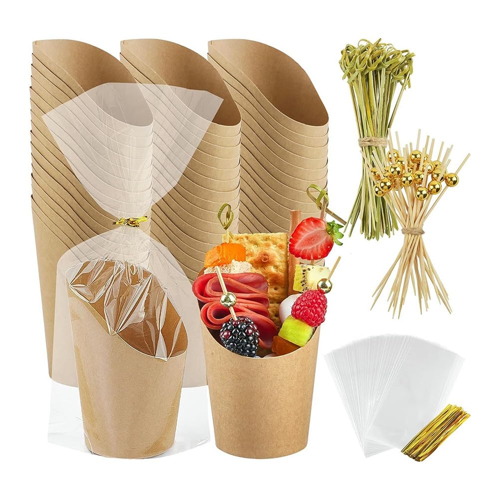 Tasses Jetables 14oz avec Bâtonnets Anti-Gras pour Frites et Snacks