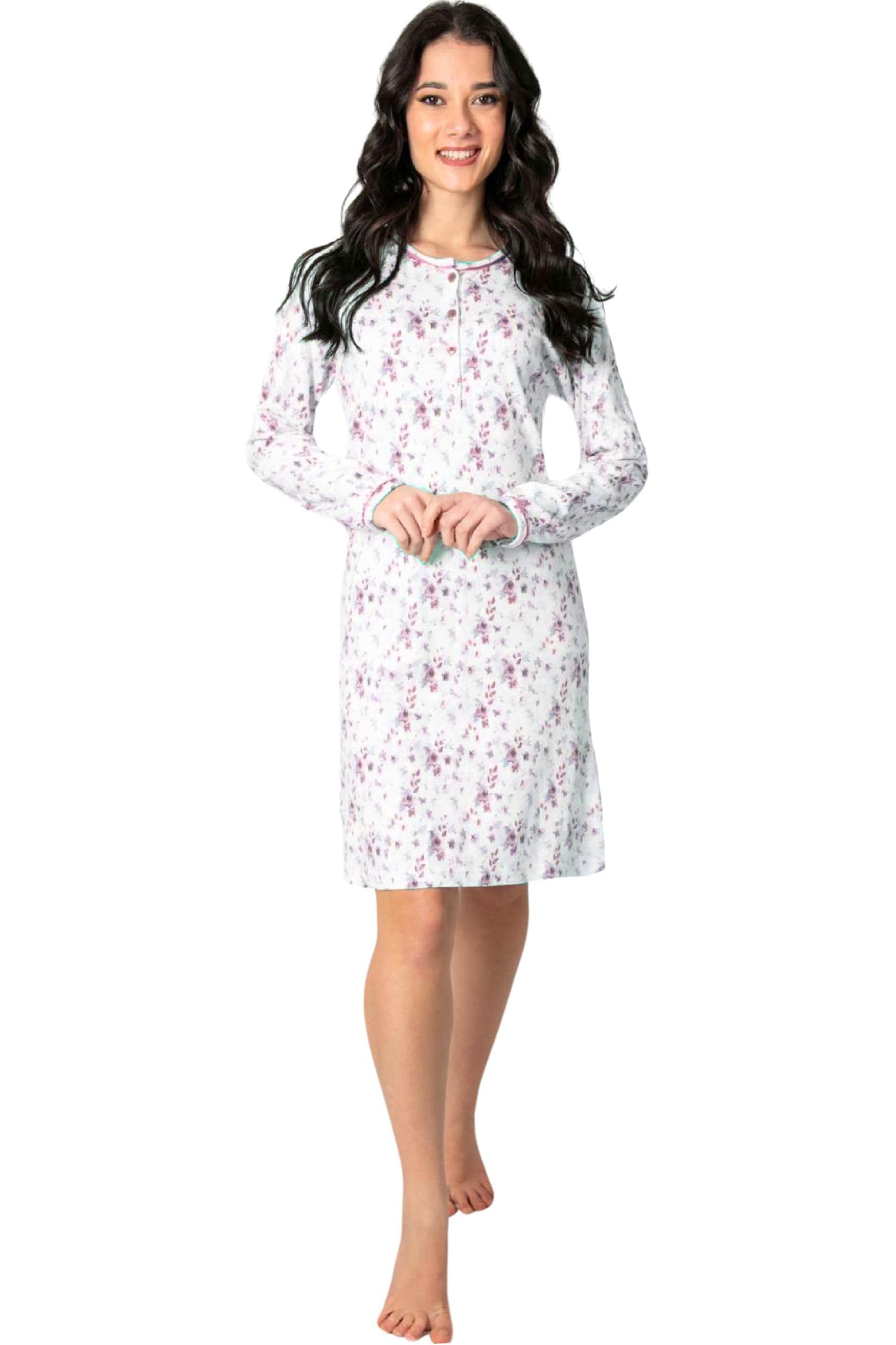 Camicia da notte 100% caldo cotone donna serafino no polsini Marca Arcte