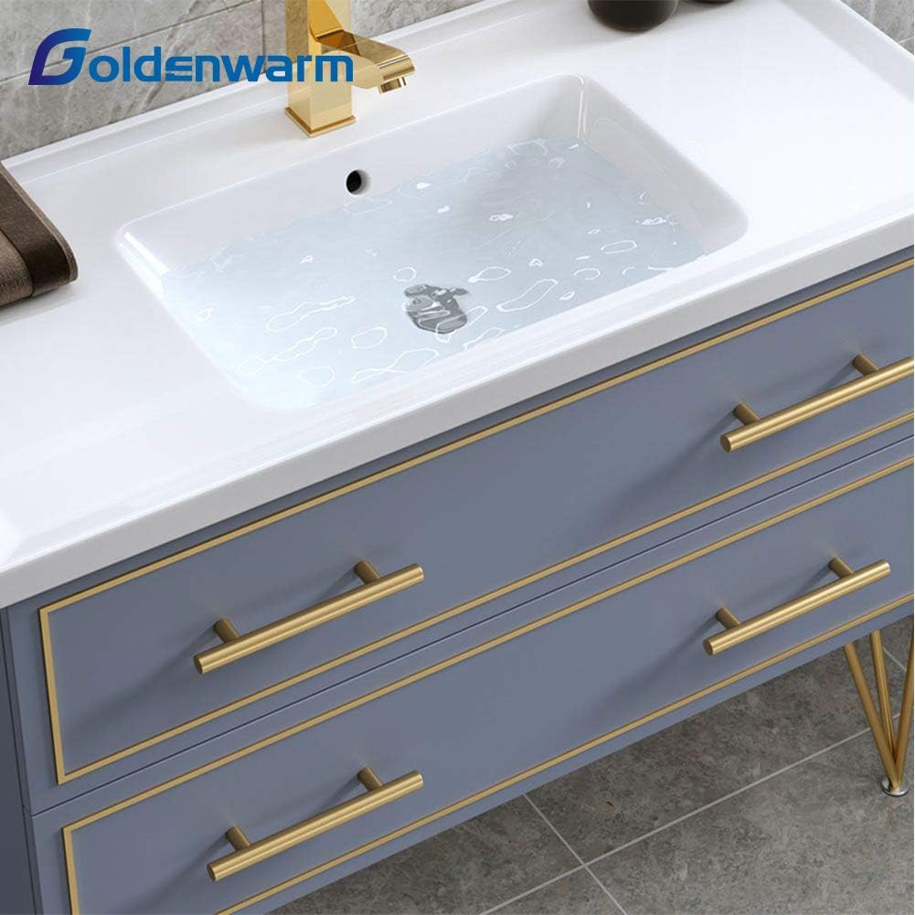 Goldenwarm 25 Pack 3 Inch Hole Centers Gold Cabinet Handles Brushed Brass Cabinet Pulls Stainless Steel Drawer Pull Kitchen Dresser Handle