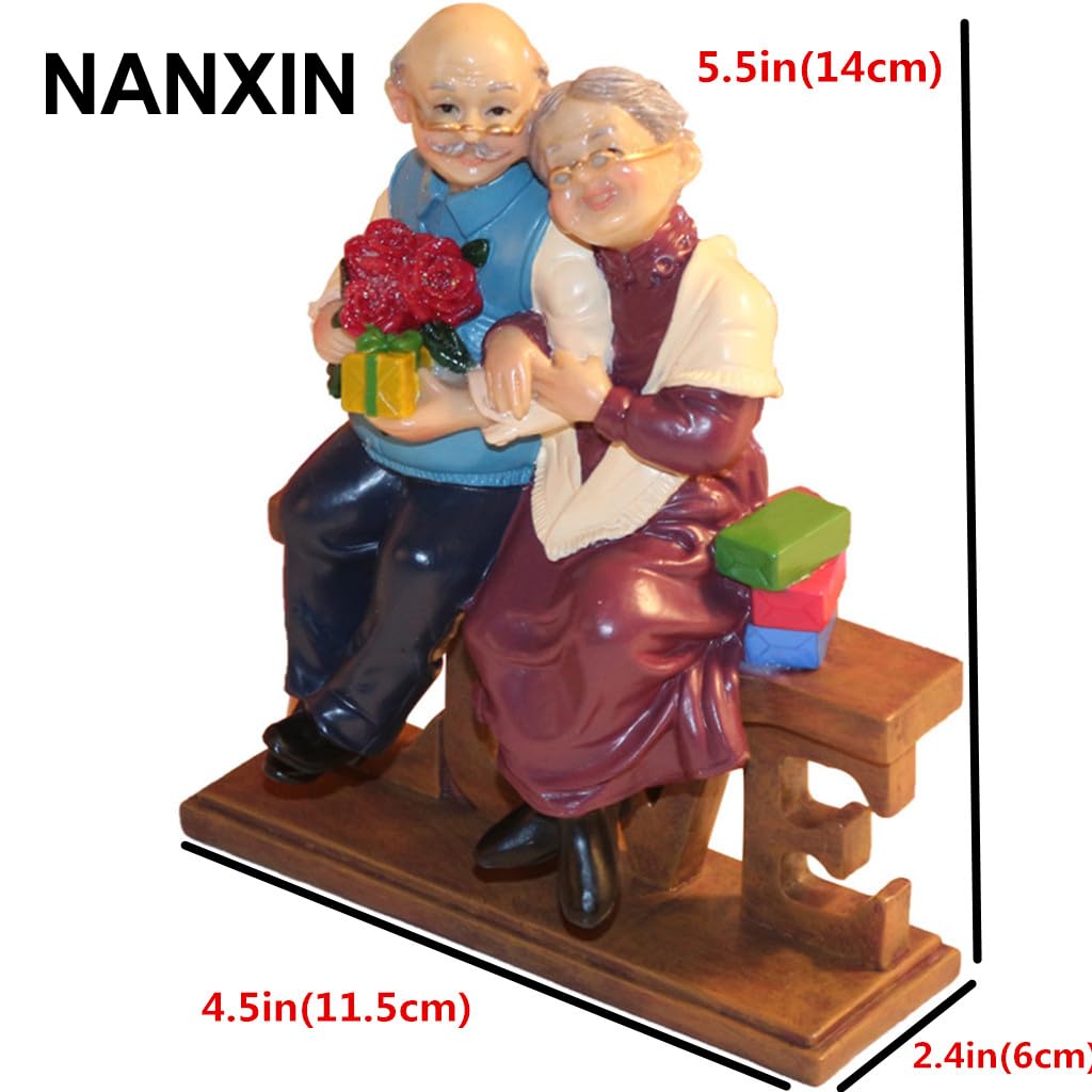 Liebe Jahrestag Tag Geschenke Hochzeit Statuen Loving Elderly Couple Sammlerstück Figuren Großeltern Eltern Geschenke Harz Alter Leben Heimdekoration Sammlerstück Figuren mit Geschenkkarte