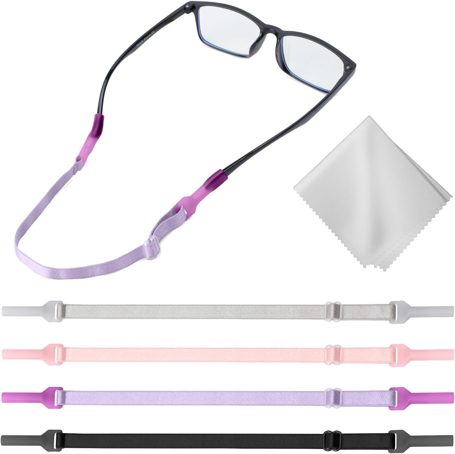Buyisgle Kids Eye Glasses Strap - No Tail Sunglasses Straps Cords for Boys Toddler and Girls - Eyeglass Holders Around Neck - Adjustable Eyewear String Lanyard Retainer - 4 PCS（10.5 Inch multicolor