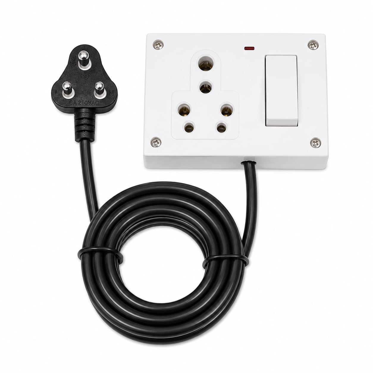 Bunde 16A Extension Board with 2 Meter Heavy Duty Copper Wire | 3 Pin 16A Socket with Power Switch | Wall Mount Extension Socket for Refrigerator, Microwave & Kitchen Appliances (2000W)-image-45